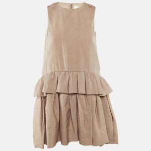 Victoria Victoria Beckham Beige Silk Blend Tiered Frill Mini Dress S